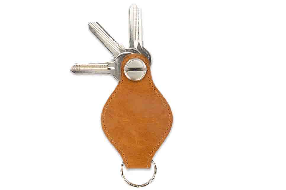 Lusso Airtag Key Holder - Brushed Cognac