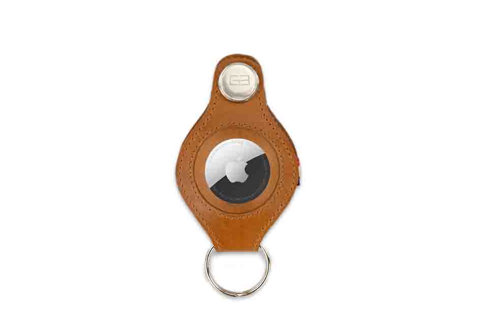 Lusso Airtag Key Holder - Brushed Cognac