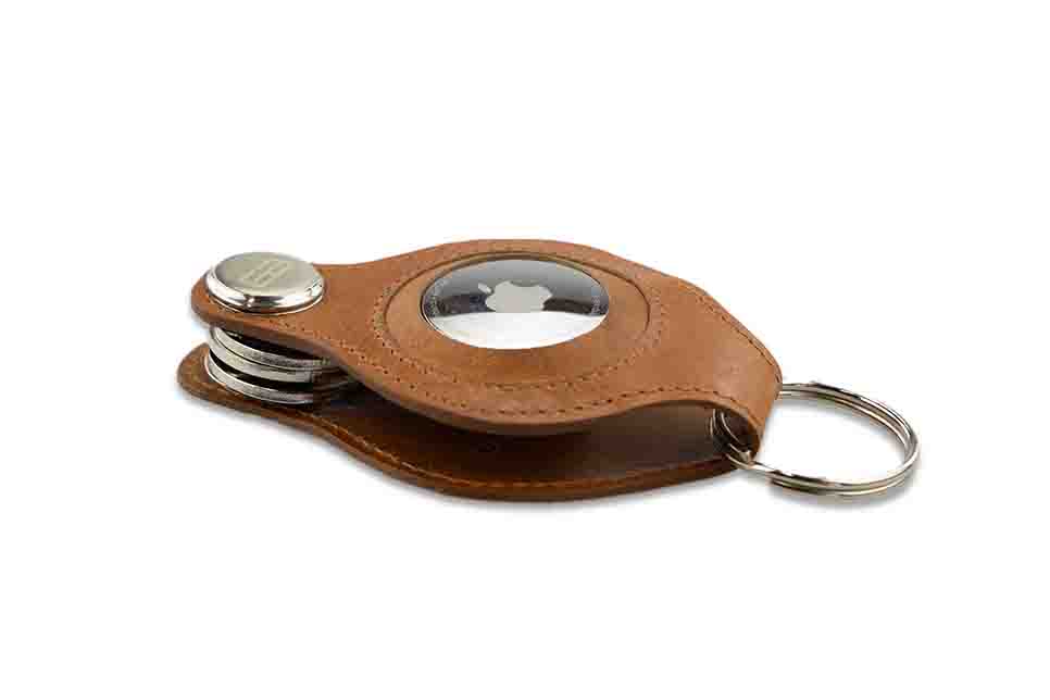 Lusso Airtag Key Holder - Brushed Cognac