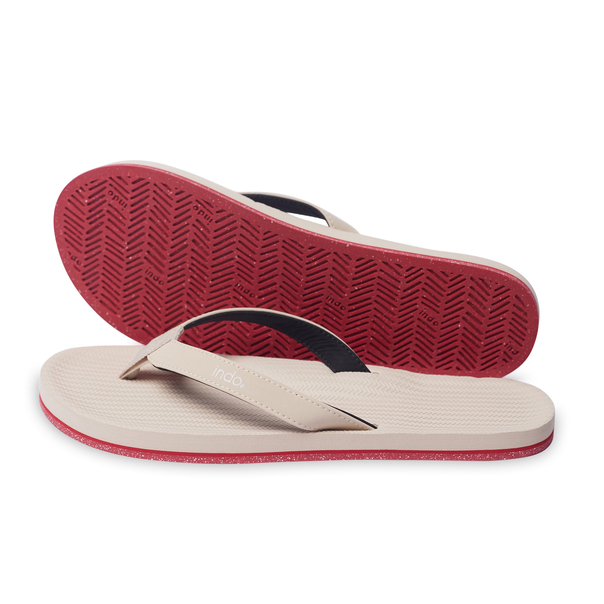 Indosole Men’s Flip Flops Sneaker Sole - Sea Salt Red