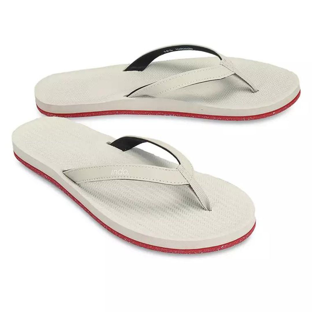 Indosole Men’s Flip Flops Sneaker Sole - Sea Salt Red