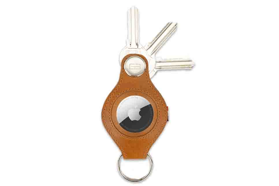 Lusso Airtag Key Holder - Brushed Cognac