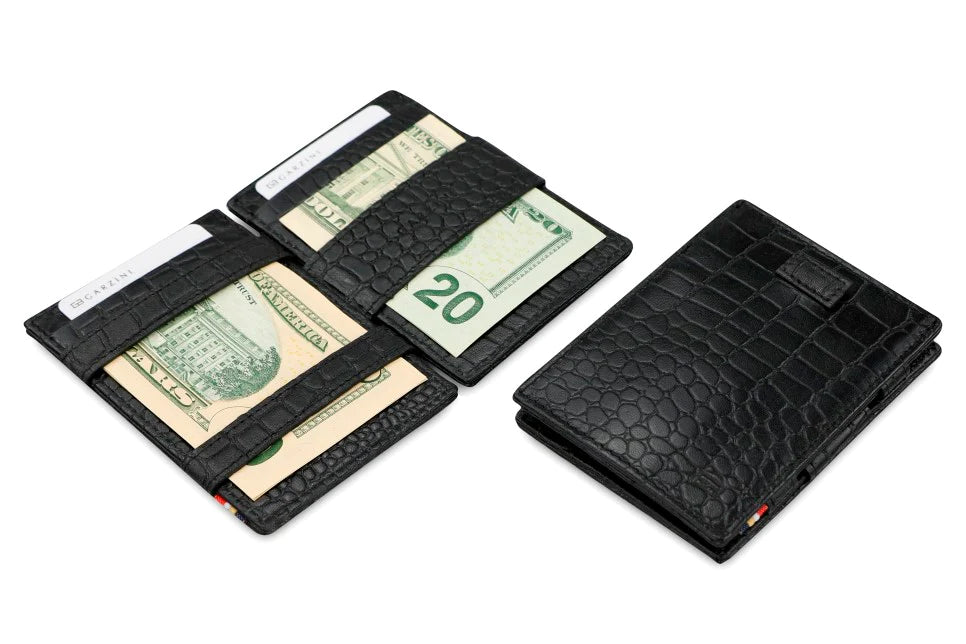 Cavare Magic Coin Wallet - Croc Black