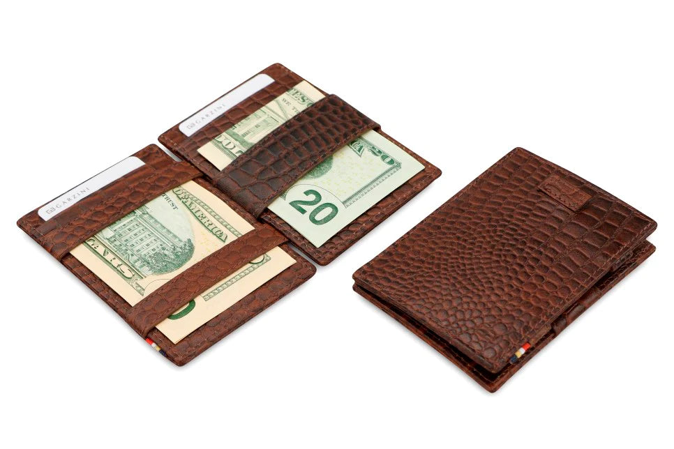 Cavare Magic Coin Wallet - Croc Brown