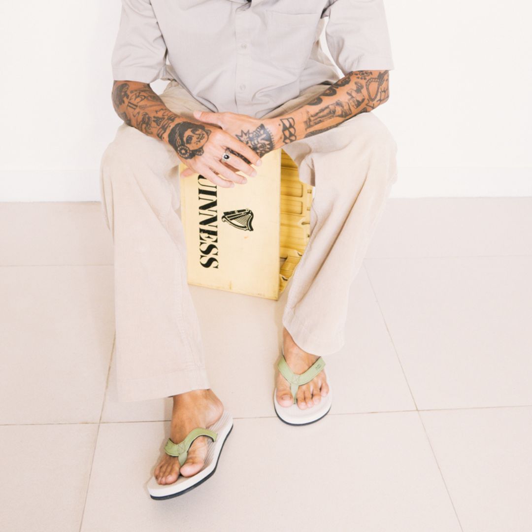 Indosole Men’s Flip Flops - Sea Salt Olive